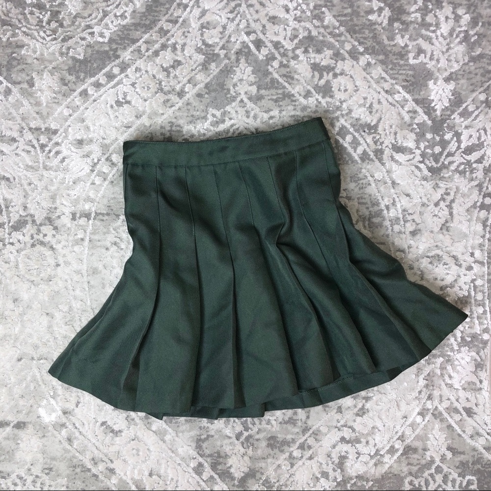Green Pleated Kawaii Skater Tennis Skirt